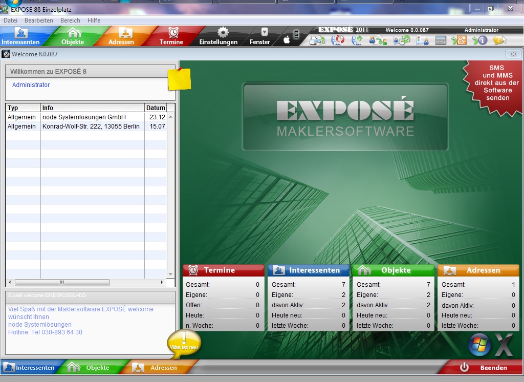 Screenshot vom Programm: EXPOSÉ 7 Maklersoftware