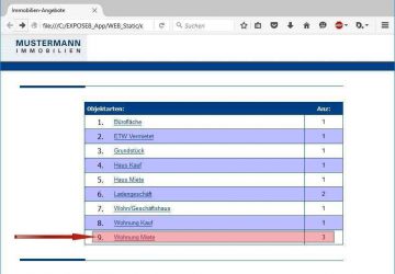 Es öffnet sich ein Browser mit einer Seite, auf der alle Ihre Objektarten aufgelistet sind