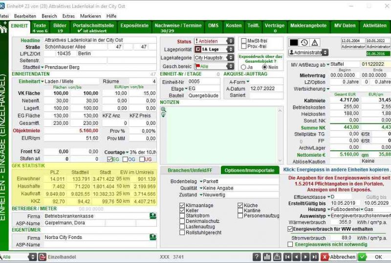 Einheitenmaske Ladenfläche