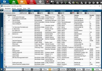 Listenansicht der Interessenten