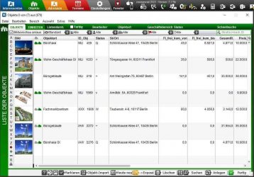 Listenansicht der Objekte